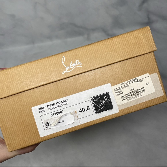 Christian Louboutin Very Prive 120 Platform Leather Pump Heels Black Red 40.5 - Picture 12 of 14